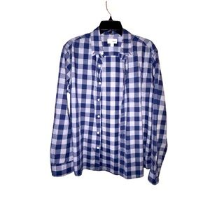 Sonoma Mens Classic-Fit Shirt Button-Down Blue Plaid Long Sleeve Medium